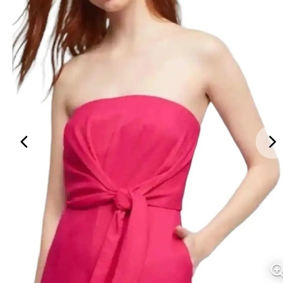 Anthropologie Maeve Womens Size 4 Pink Brin Strapless Cropped Tie Front Jumpsuit - Picture 8 of 10